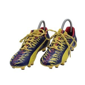 Puma EvoSPEED Soccer Cleats Shoes Mens‎ Size 6 Yellow Blue Tiger Autographed FG